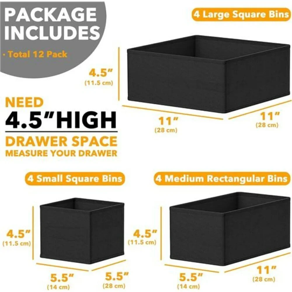 Drawer Organizer Clothes 12 Pack Dresser Organizer Bins Storage Dividers Clothin